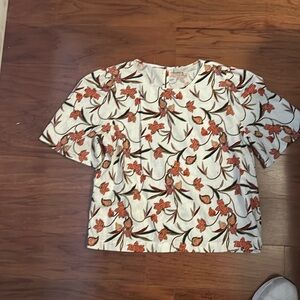 Loft Floral Print Short Sleeve Top